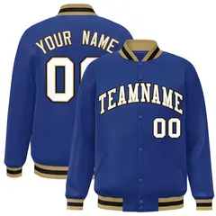 Royal White-Old Gold Varsity Full-Snap Letterman Jacket