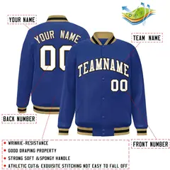 Royal White-Old Gold Varsity Full-Snap Letterman Jacket 2