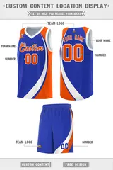 Royal White-Orange Color Block Basketball Jersey 2