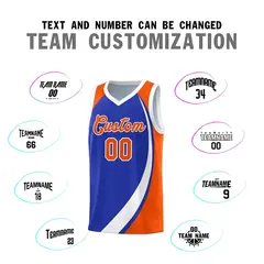 Royal White-Orange Color Block Basketball Jersey 3