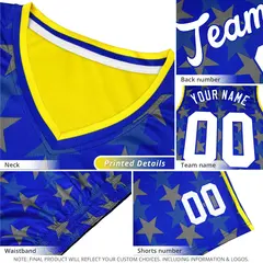 Royal White-Orange Color Block Basketball Jersey 5