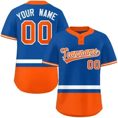 Royal White-Orange Color Block Two-Button Softball Jersey 1