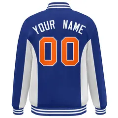 Royal White-Orange Color Block Varsity Letterman Baseball Jacket 4