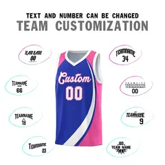 Royal White-Pink Color Block Basketball Jersey 3