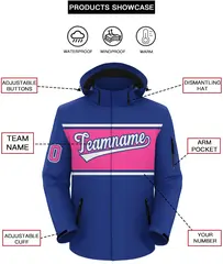 Royal White-Pink Color Block Hooded Waterproof Jacket 2