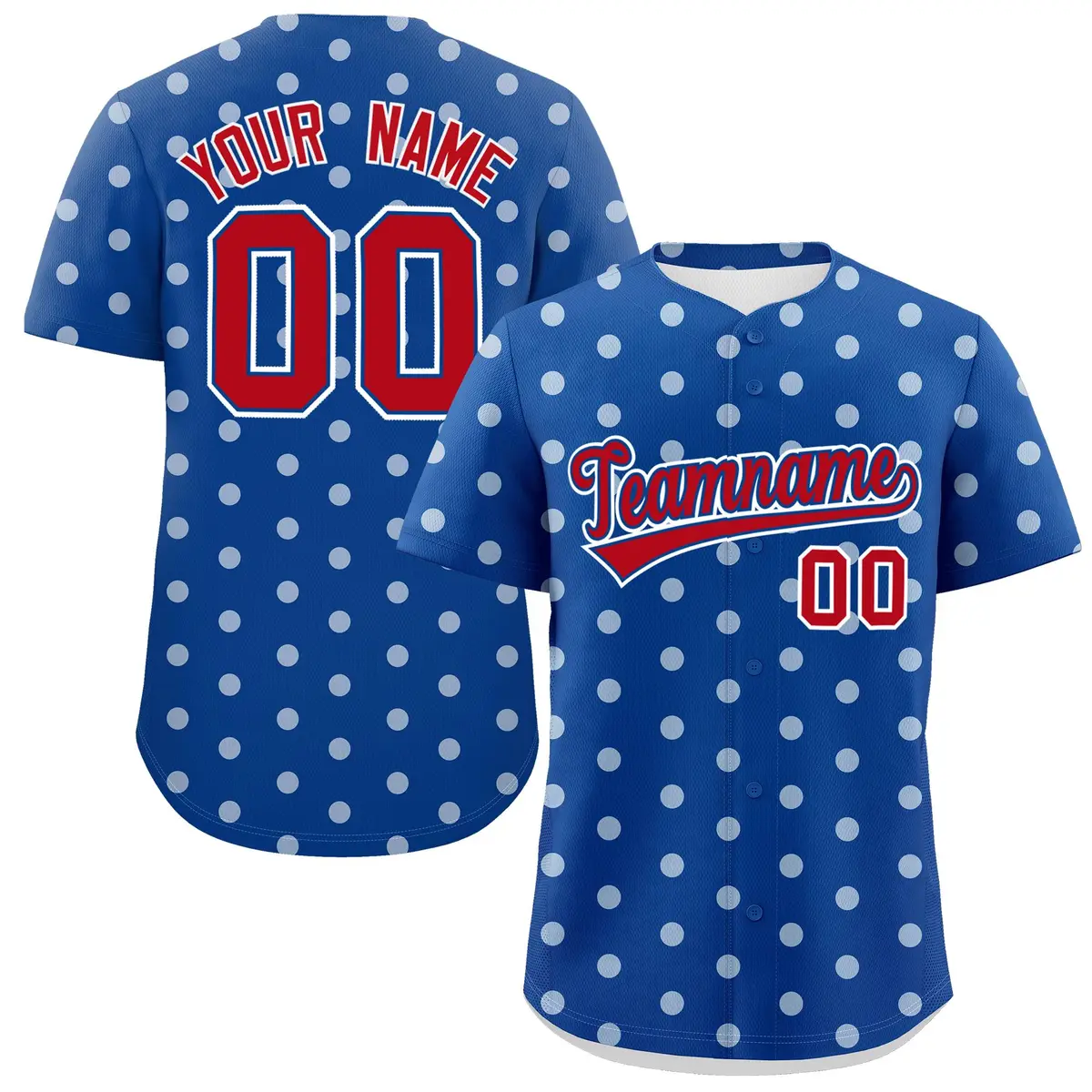 Royal White Polka Dot Graffiti Baseball Jersey