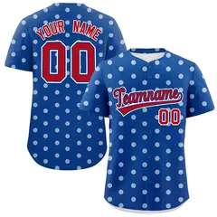 Royal White Polka Dot Graffiti Baseball Jersey