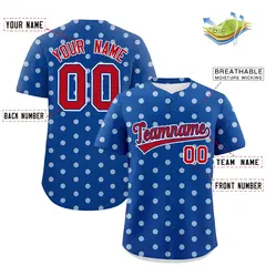 Royal White Polka Dot Graffiti Baseball Jersey 2
