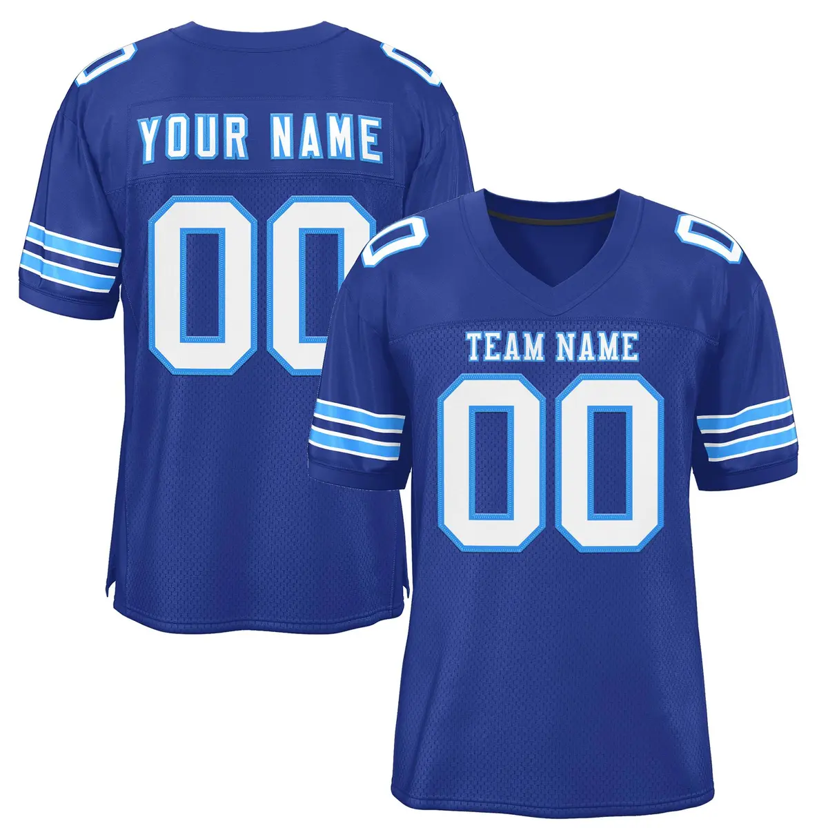 Royal White-Powder Blue Classic Mesh Football Jersey