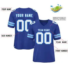 Royal White-Powder Blue Classic Mesh Football Jersey 2