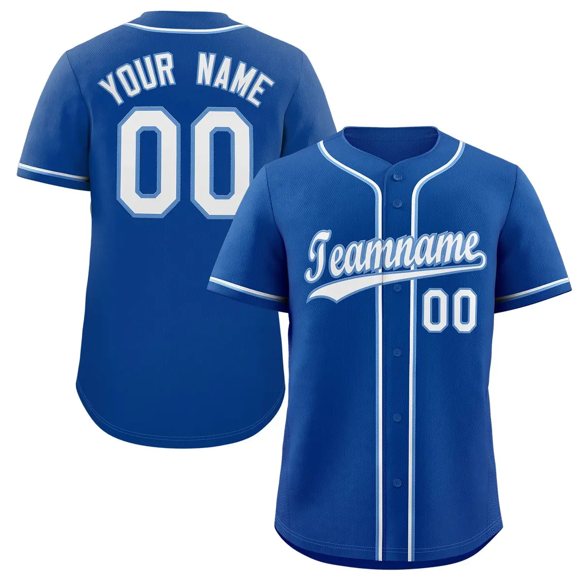 Royal White-Powder Blue Classic Style Baseball Jersey