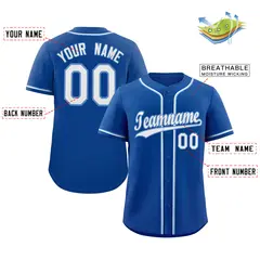 Royal White-Powder Blue Classic Style Baseball Jersey 2