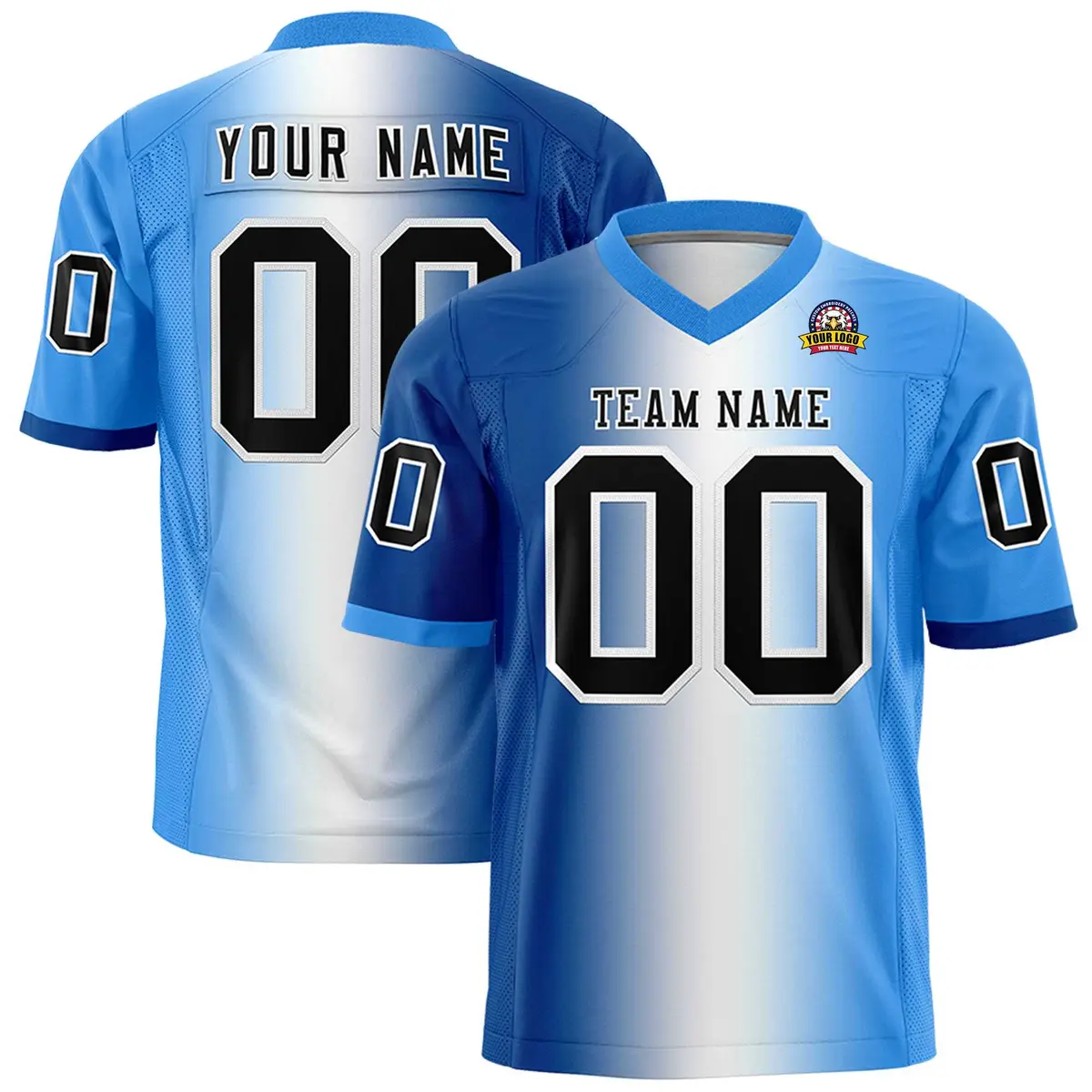 Royal White-Powder Blue Gradient Football Jersey