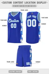 Royal White-Powder Blue Triangle Splicing Basketball Jersey 2