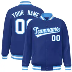 Royal White Powder Blue Varsity Full-Snap Letterman Jacket