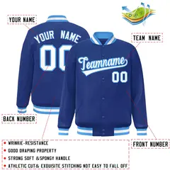 Royal White Powder Blue Varsity Full-Snap Letterman Jacket 2