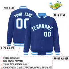 Royal White Powder Blue Varsity Full-Snap Letterman Jacket 2