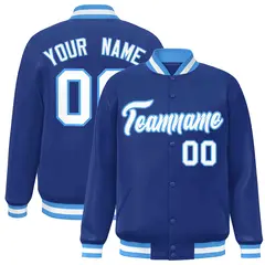 Royal White Powder Blue Varsity Full-Snap Letterman Jacket 1