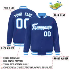 Royal White Powder Blue Varsity Full-Snap Letterman Jacket 2