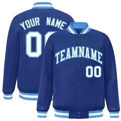 Royal White Powder Blue Varsity Full-Snap Letterman Jacket 1