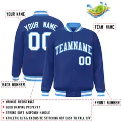 Royal White Powder Blue Varsity Full-Snap Letterman Jacket 2