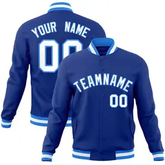 Royal White Powder Blue Varsity Full-Snap Letterman Jacket