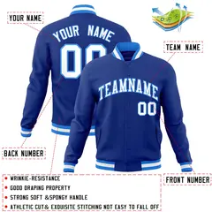 Royal White Powder Blue Varsity Full-Snap Letterman Jacket 4