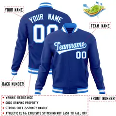 Royal White Powder Blue Varsity Full-Snap Letterman Jacket 4