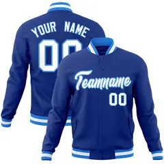 Royal White Powder Blue Varsity Full-Snap Letterman Jacket