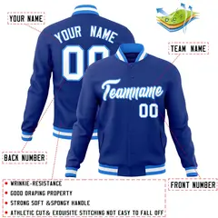 Royal White Powder Blue Varsity Full-Snap Letterman Jacket 4