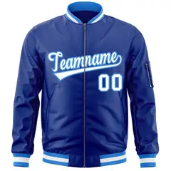 Royal White-Powder Blue Varsity Full-Zip Letterman Bomber Jacket 3