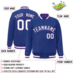Royal White-Purple Varsity Full-Snap Letterman Jacket 2