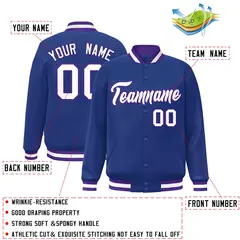 Royal White-Purple Varsity Full-Snap Letterman Jacket 2