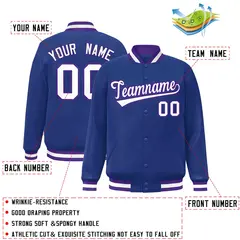Royal White-Purple Varsity Full-Snap Letterman Jacket 2