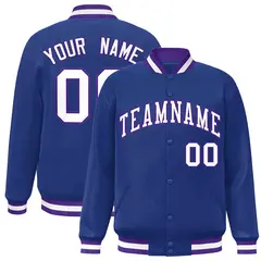 Royal White-Purple Varsity Full-Snap Letterman Jacket 1