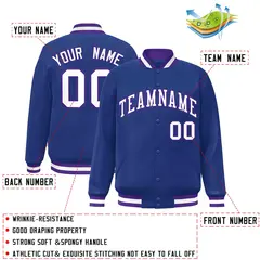 Royal White-Purple Varsity Full-Snap Letterman Jacket 2
