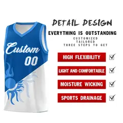 Royal White Radiant Sun Two Tone Basketball Jersey 3