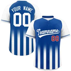 Royal White Raglan Gradient Thick Stripe Baseball Jersey 1