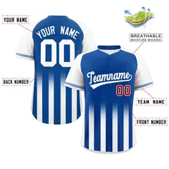 Royal White Raglan Gradient Thick Stripe Baseball Jersey 2