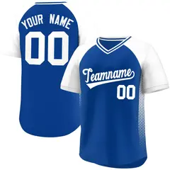 Royal White Raglan Side Spot Pullover Baseball Jersey