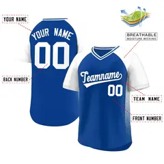 Royal White Raglan Side Spot Pullover Baseball Jersey 2