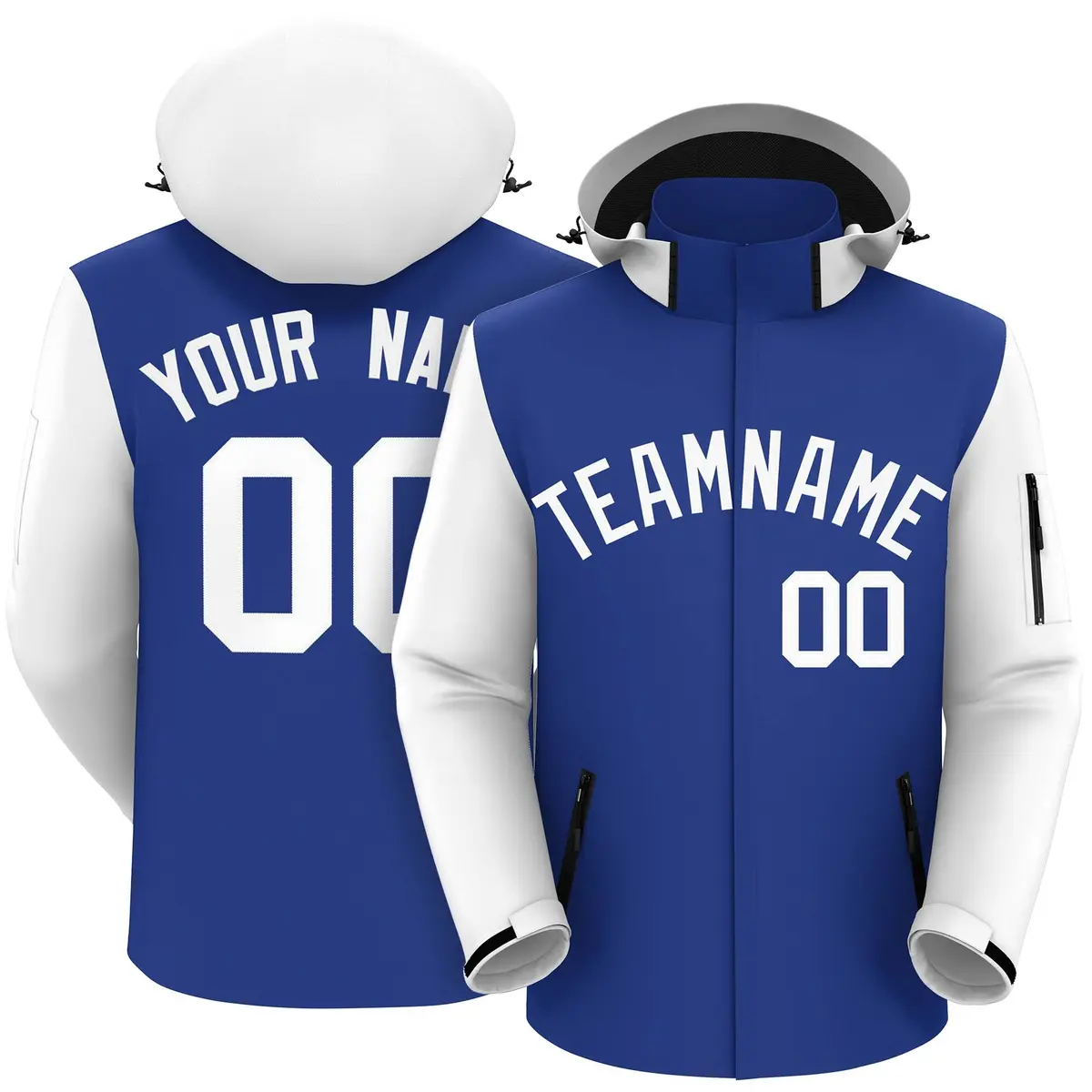 Royal White Raglan Sleeve Waterproof Jacket