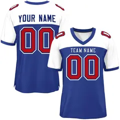 Royal-White Raglan Sleeves Fashion Authentic Football Jersey