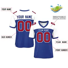 Royal-White Raglan Sleeves Fashion Authentic Football Jersey 2