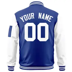 Royal White Raglan Sleeves Full-Zip Varsity Letterman Jacket 4