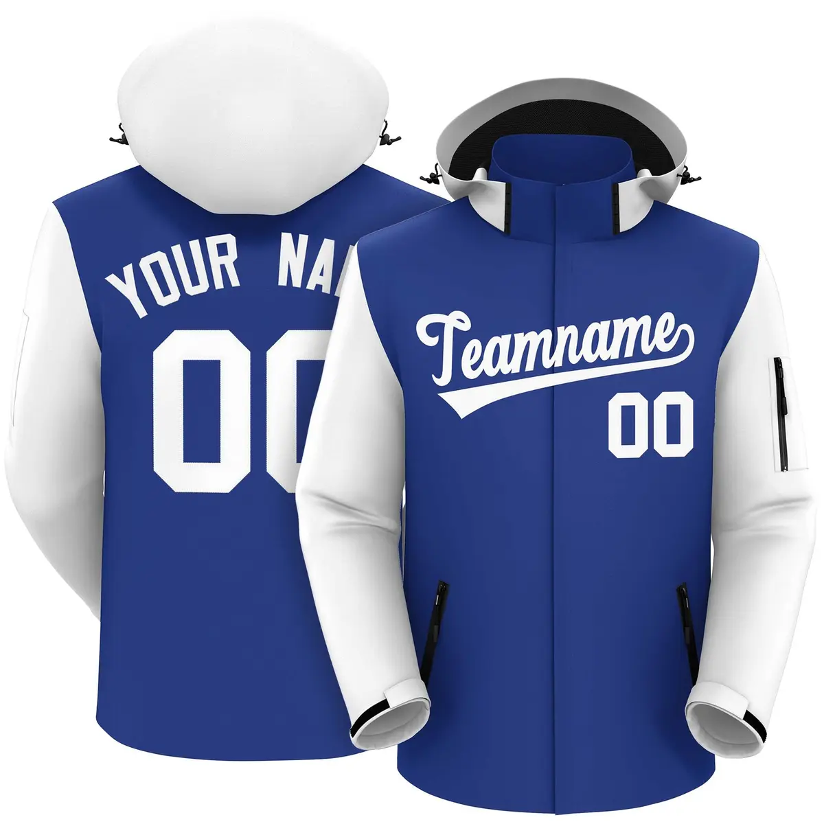 Royal White Raglan Sleeves Waterproof Jacket