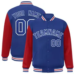 Royal White Raglan Varsity Full-Snap Letterman Jacket 1