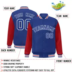 Royal White Raglan Varsity Full-Snap Letterman Jacket 2