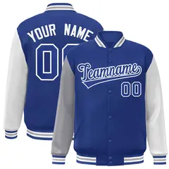 Royal White Raglan Varsity Full-Snap Letterman Jacket 1
