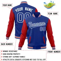 Royal White Raglan Varsity Full-Snap Letterman Jacket 4